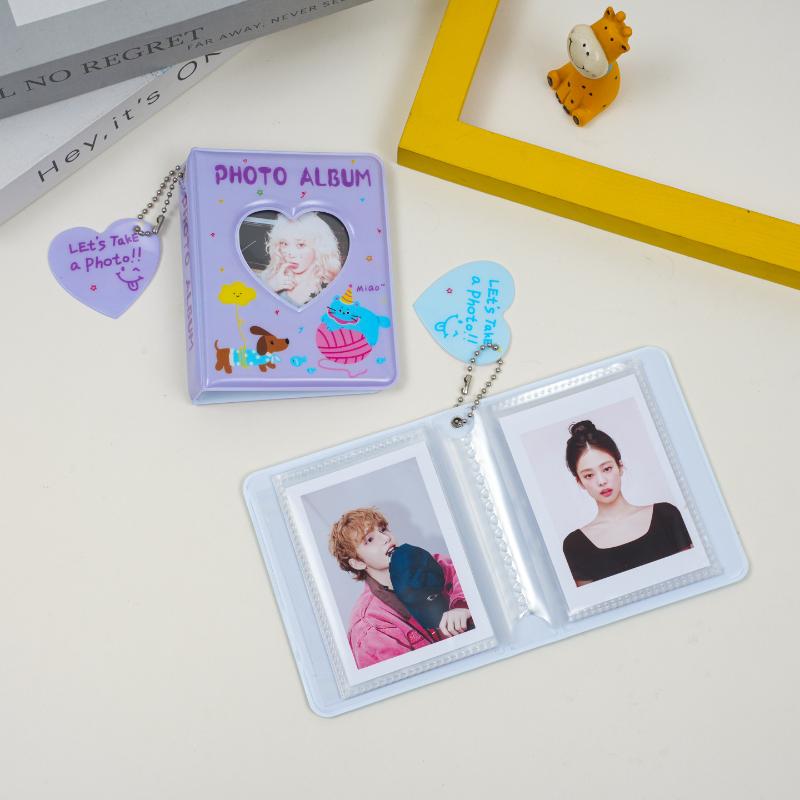 Kpop Idol Collection Storage, 3-Inch Mini Photocard Holder with 36 Pockets, Cute Puppy Love Album