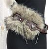 Patchwork Heart Waist Belt Faux Fur Brown Rivet Belt Fashion Women Waistband  Waist Accessories