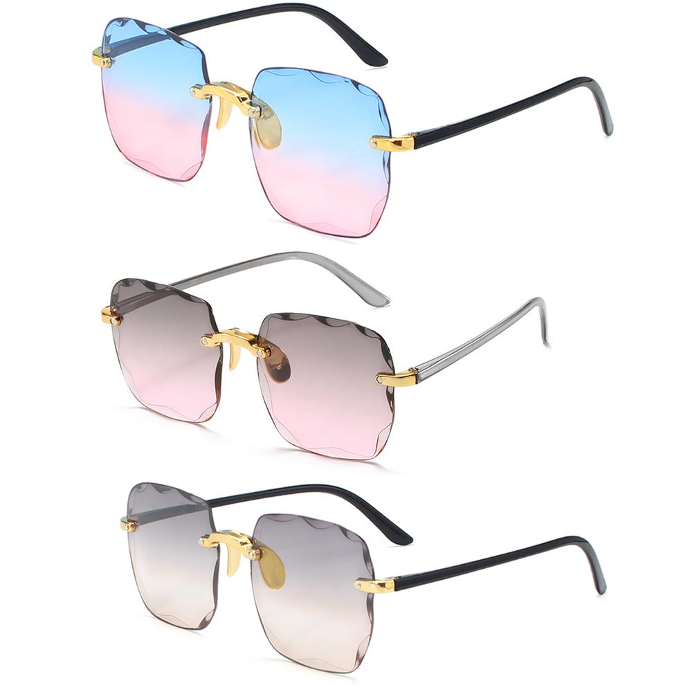 New Rimless Women's Sunglasses Fashion Gradient Lenses Sun Glasses Lady Vintage Alloy Legs Classic Designer Shades UV400