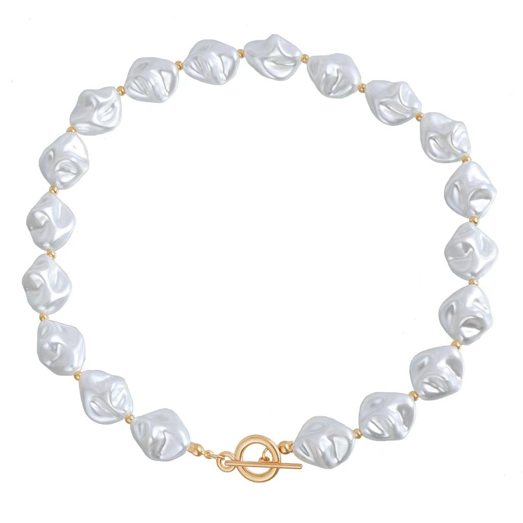 European and American special-shaped irregular baroque pearl necklace, high-end neck chain, exaggerated bracelet.
