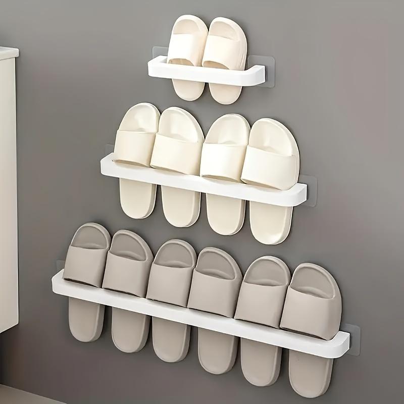 Wall-Hanging Shoe Organizer Rack Plastic Storage for Slippers & Shoes, Ideal for Bathroom, Bedroom, Home & Dorm Use