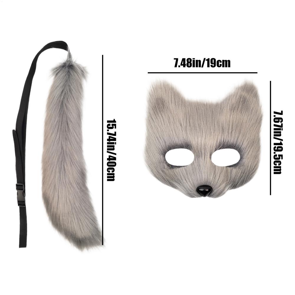 Kostium lisa na Halloween Akcesoria do Cosplayu Pokrowiec na twarz kota Rękawiczki łapki Kostium Cosplay dla Chłopców Nastolatków Dorosłych Mężczyzn Kobiet Impreza