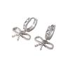 Simple Cold Silver Pleated Bow Earrings Women'S Design Sense Simple Sweet Cool Style Ear Buckle Versatile Earrings