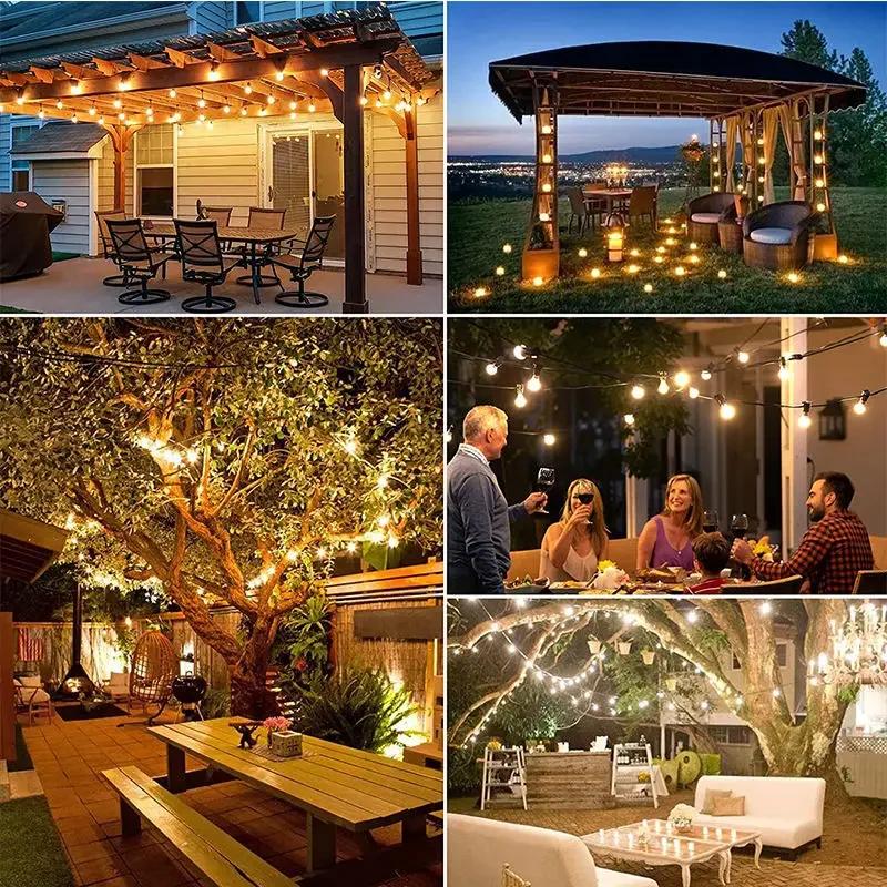 Outdoor G40 Solar String Light 50 Bulbs Wedding Christmas Decoration  2025 Garden Lights Street Garland Camping Fairy Lights