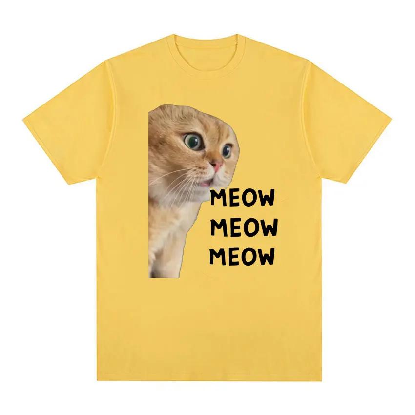 Mluvící Kočka Roztomilé Meme Tričko pro Unisex Ženy Módní Krátký Rukáv Vtipná Unisex Trička O-Výstřih Oversized Kawaii Tričko Topy Letní Top