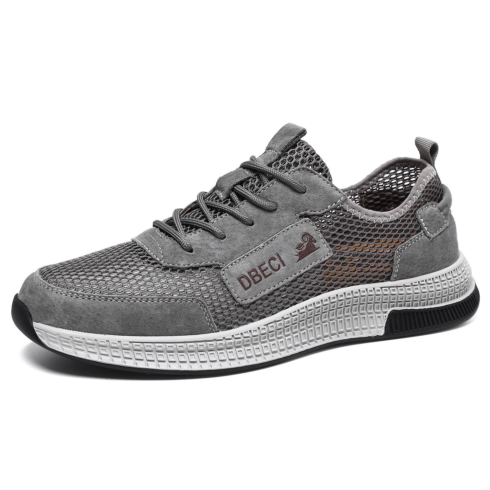 Spring Men s Genuine Leather Mesh Breathable Casual Outdoor Shoes 43