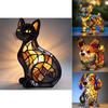 Cat Dog Resin Art Piece Usb Powered Night Light For Bedroom And Study