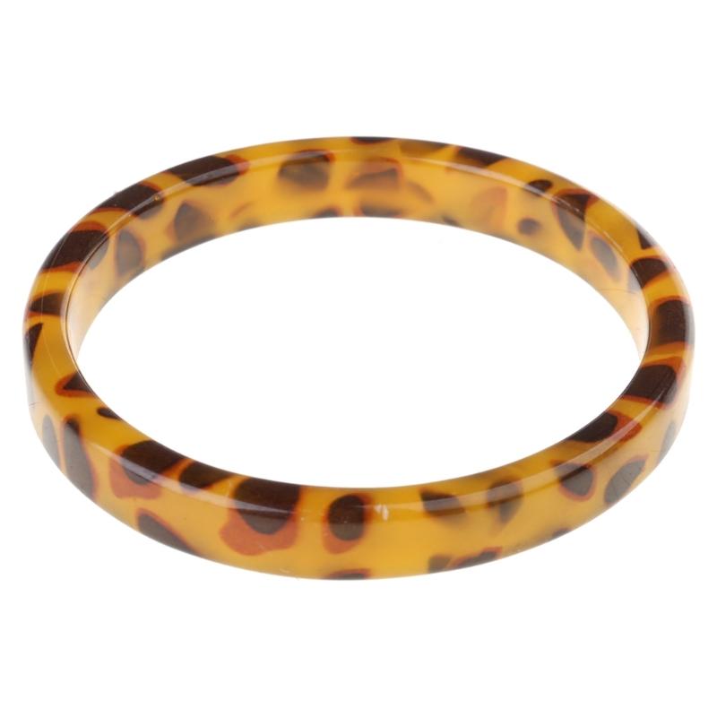 Fashion Polygon Resin Bracelet Classy Brown Leopard Mottled Bangle Jewelry All-Matching Accessories Gift for Valentines Day