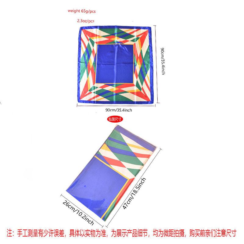 Spring New Fashion Big Shawl Simulation Silk Simple Geometric Printing Silk Scarf Head Scarf 91 Satin Square Scarf
