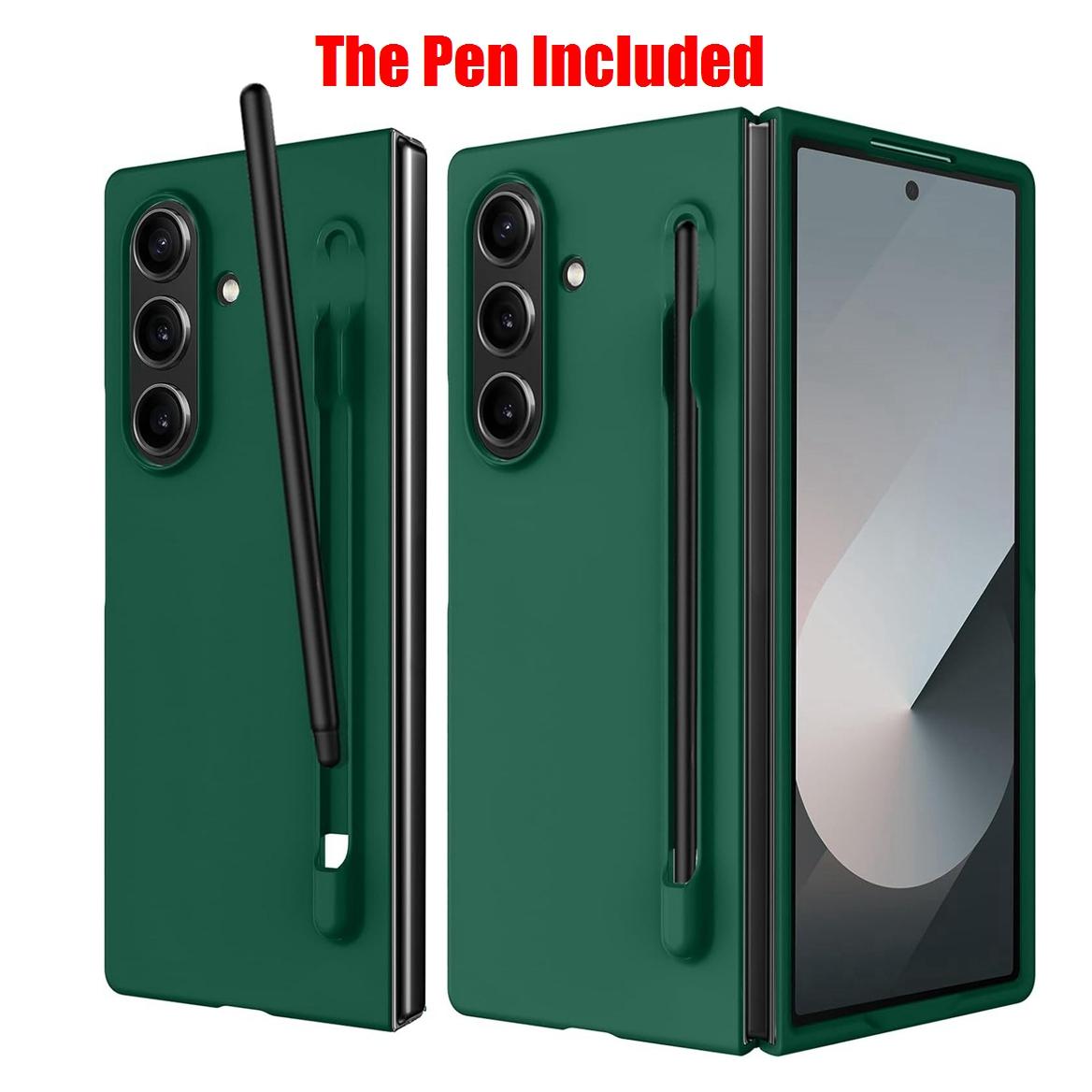 

Samsung Galaxy Z Fold 7 6 5 4 3 Fold7 для Samsung Z Fold 7 6 Чохол з тримачем для S Pen та пенала Тонка матова ПК Протиударна кришка Galaxy Z Fold7 темно-зелений колір