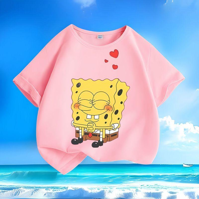 

Hot-selling SpongeBob Cartoon New Style Boys and Girls T-shirt, Loose and Versatile 160