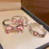 Korean Rhinestone Heart Bow Open Ring - Elegant Luxury Jewelry for Women