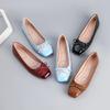 Women's Casual Ballet Flats Square Toe Ballerina Flats Shoes Comfortable Office Work Shoes With Bowknot Driving Flats for Women Non-Slip Dressy Shoes