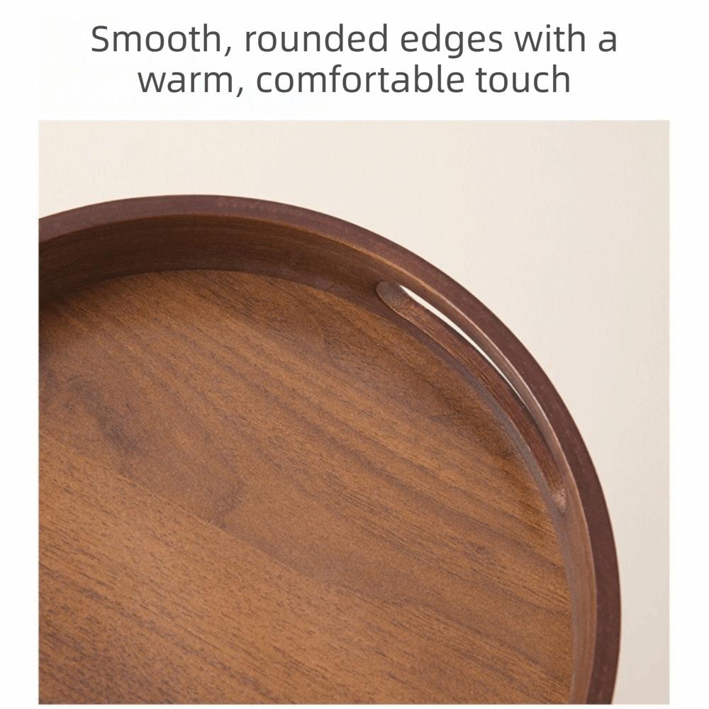 Walnut Color Food Storage Trays Round Dessert Pallet Decorate Tray Bamboo Wooden Tray  Kitchen