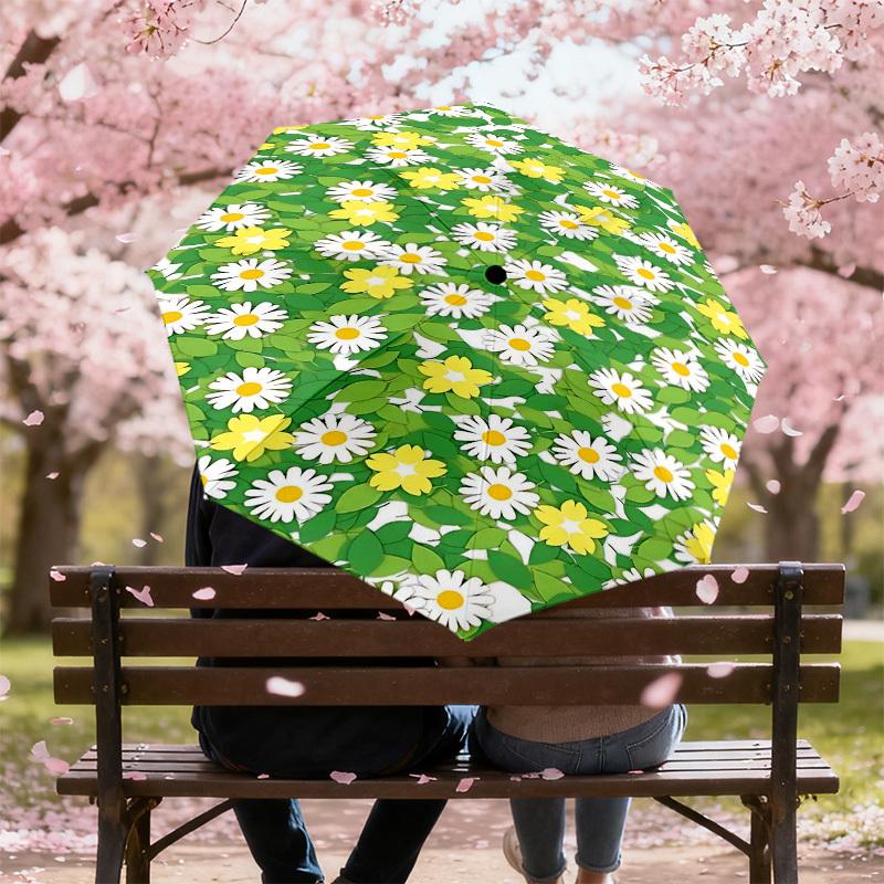 1PC Flowers Leaves Umbrella-8-Rib Reinforced Portable Folding Travel Suitable for All Seasons Outdoor Daily Use  -J0359