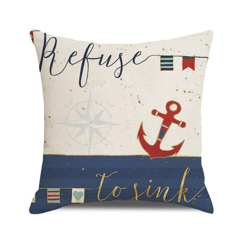 45x45 Cm Starfish Beach Chair Sailboat Slippers Print Pillowcase Upholstery Pillowcase Nautical Style Cushion Cover