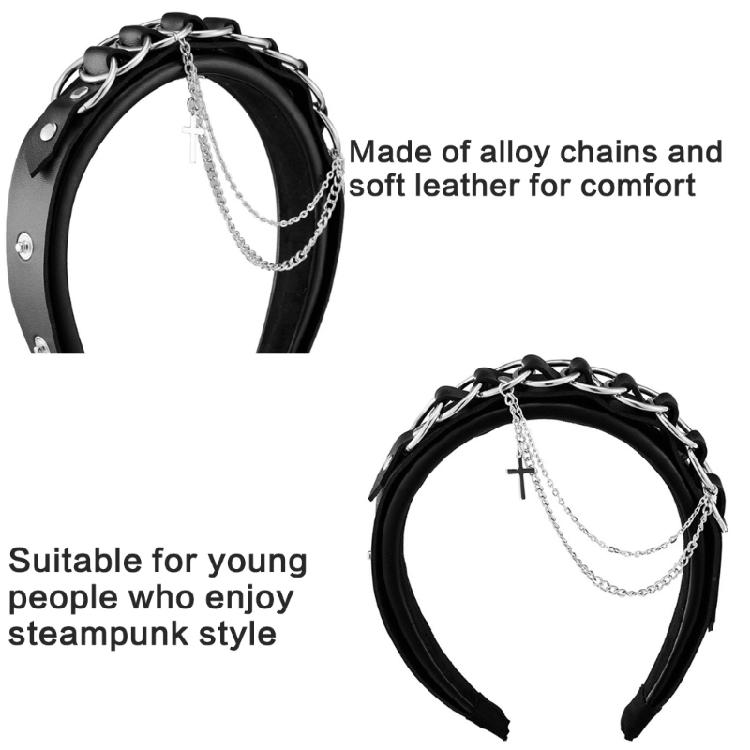 Punk Chain Buckle Headband for Cosplay Parties 2000s Halloween Costume Hairhoop Anime Metal Buckle Headbands