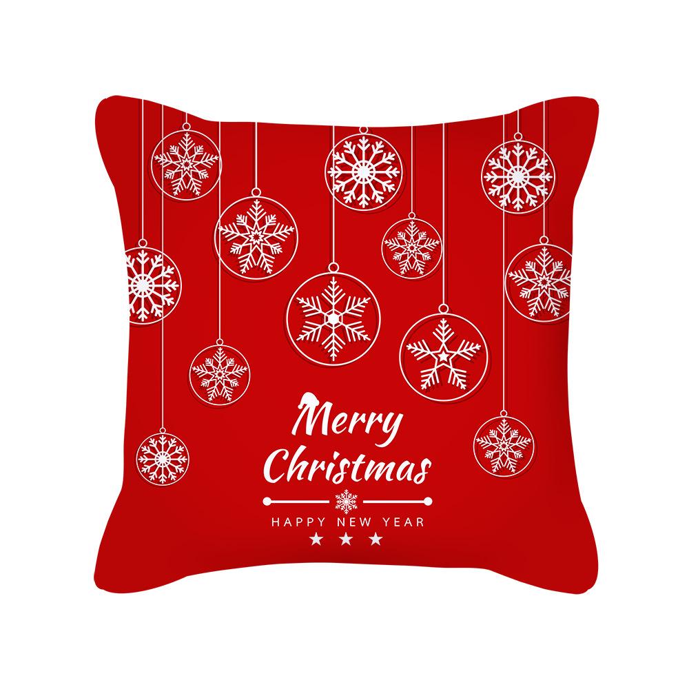 Red Christmas Elk Snowflake Letter Peach Velvet Pillow Cover Cushion New Home Furnishing