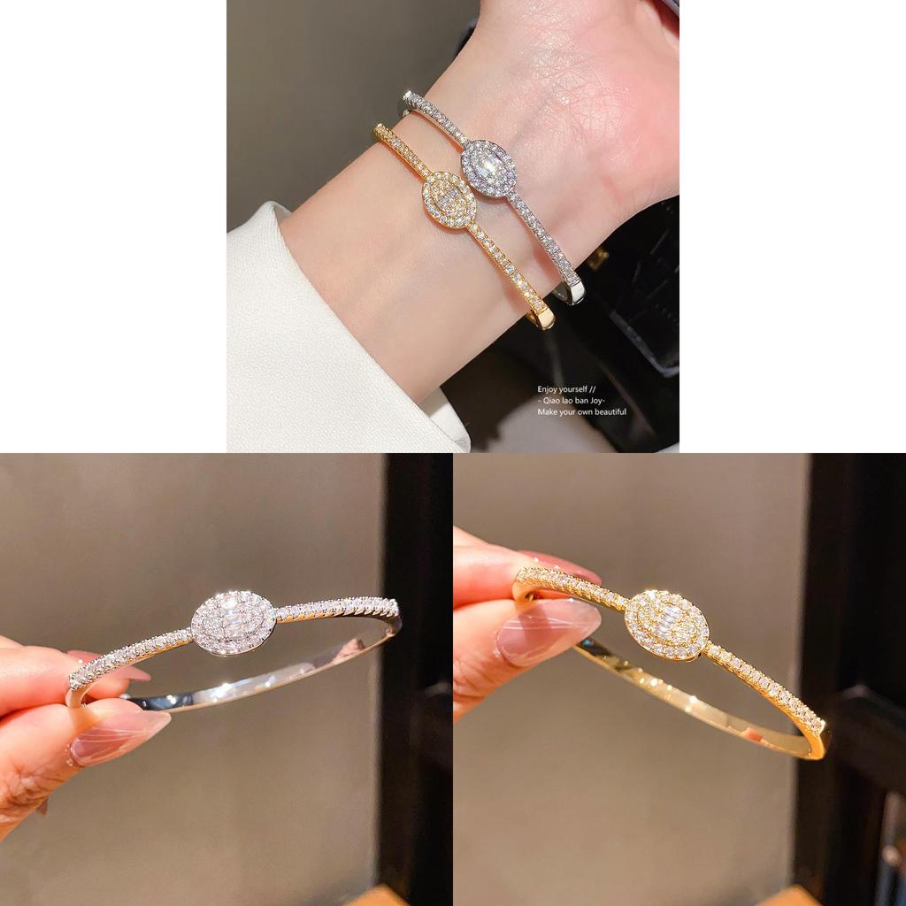 Modeschmuck Ovaler Zirkon Kupferarmband Mit Vergoldung Für Elegantes Tragen