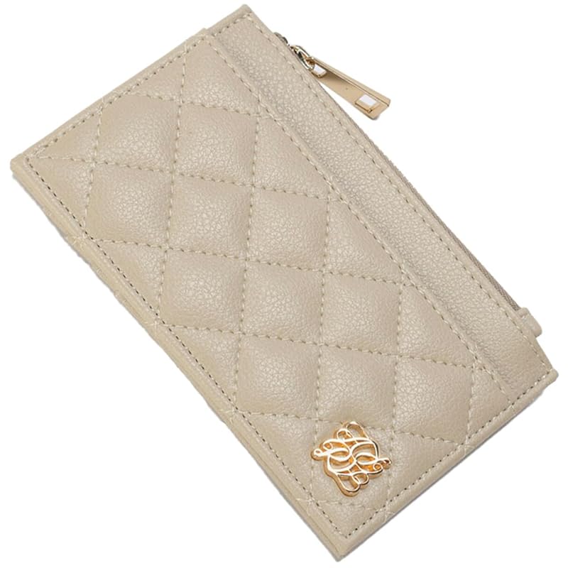 

[Alto Rose] Greige fragment case ladies wallet thin wallet bill bifold With coin purse synthetic leather fragment card case IC card quilting pass case