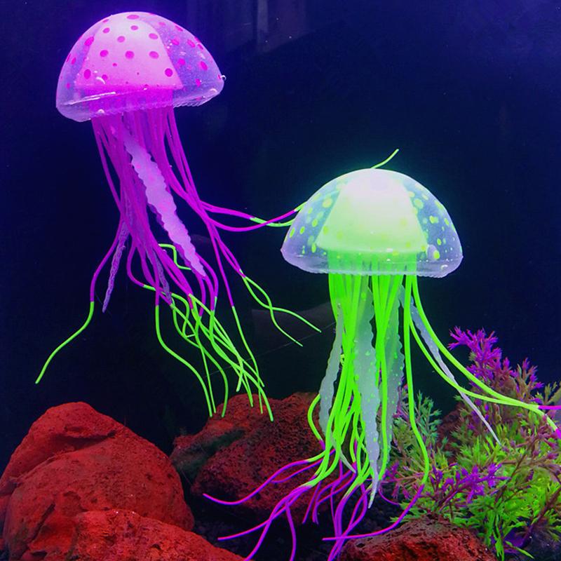Fish Tank Decorations Artificial Glowing Moon Jellyfish  Fish Tank Ornaments