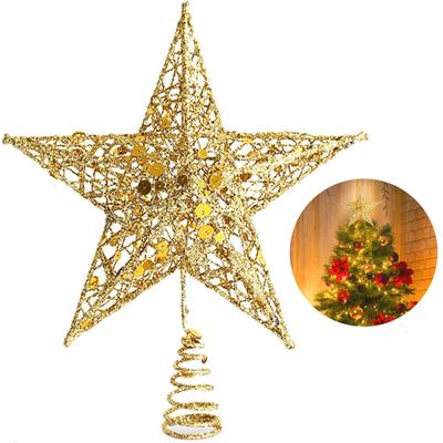 Estrela Ponteira para Árvore de Natal Estrela Topo de Árvore com Glitter Para Ornamento de Árvore de Natal Decoração de Casa
