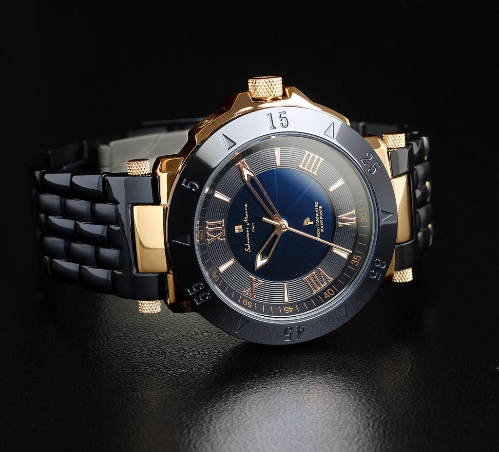 Salvatore Marra Royal Blue Stainless Steel Men's Solar-Powered Radio-Controlled Watch, SM18112SS-PGBL