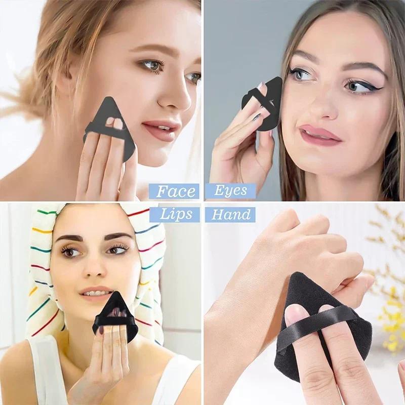 2/6Pcs Triangle Velvet Powder Puff Pizza Flours Mini Face Makeup sponge Cosmetics Washable Lightweight Makeup Tool