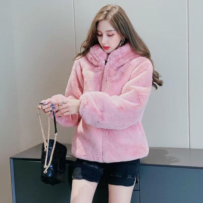 Women's Versatile Mid-Length Plush Jacket with Cute Bear Ears - 2025 Autumn/Winter Collection