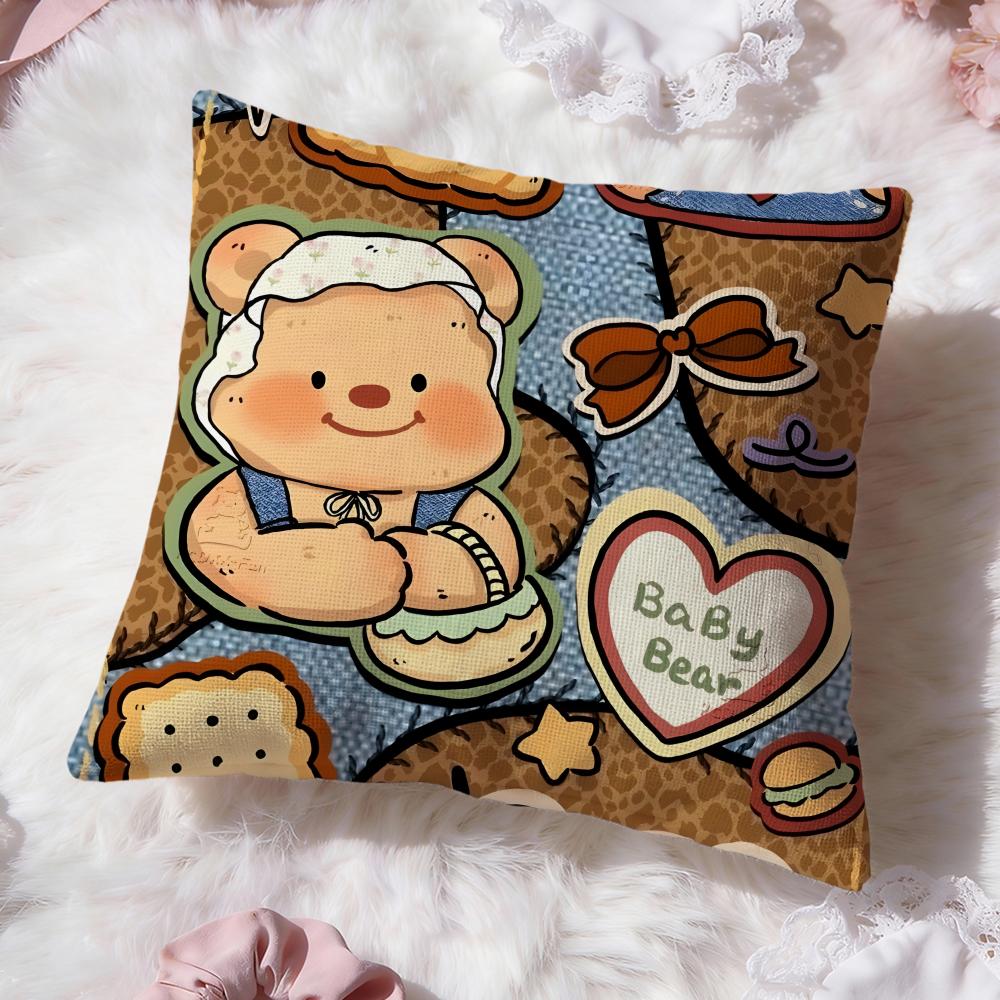 Anime B-Butter BearS Cushion Cover Premium Comfort Reversible Pillow Cove -Two In One Design for Any Room & Car Interior