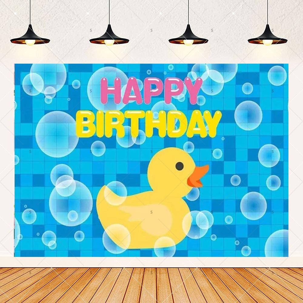 

Cute Yellow Duck Theme Background Banner Kids Birthday Party Decorations Photography Backdrop Cartoon Baby Shower Supplies Props 90x60 CM