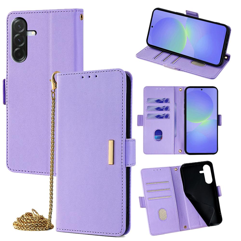 For Samsung Galaxy A36 5G Case PU Leather Wallet Stand Phone Cover with Crossbody Shoulder Strap