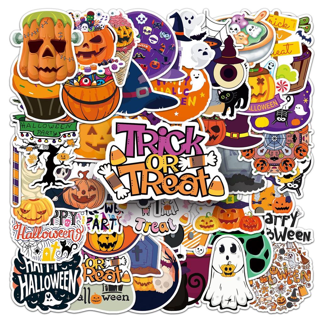 50 Halloween Graffiti Stickers Personalized Cartoon Horror Festival Decoration Mobile Phone Case Water Cup Creative Stickers