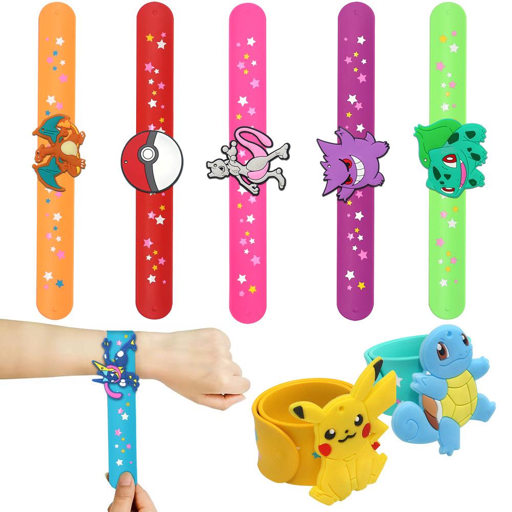 Slap Bracelet Kids Pikachu Birthday Decoration Pvc Anime Wristband Child Slap Band Puzzle Toy Boys Girls Birthday Party