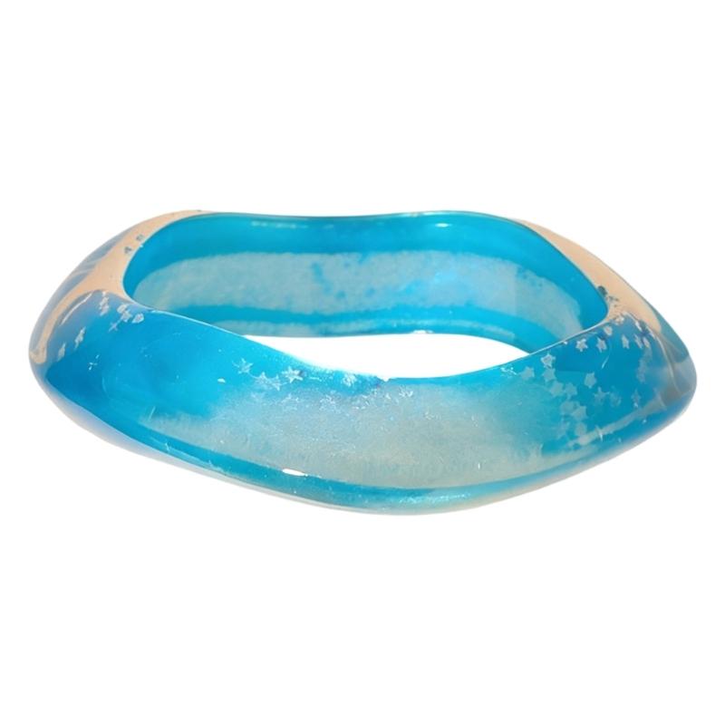 Stylish Oversized Colorful Bracelet Trendy Eye Catching Sparkling Star Pattern Resin Bangle Jewelry For Women