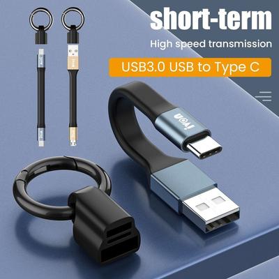 New Short Keychain USB Data Cable 3.1A Max Fast Charging Cable Micro Type-C To USB A Phone Charger Cord For Smart Phone Tablet