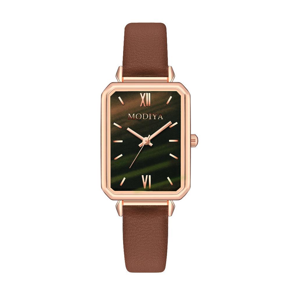 Niche Women's Small Green Retro Square Quartz Student Watch