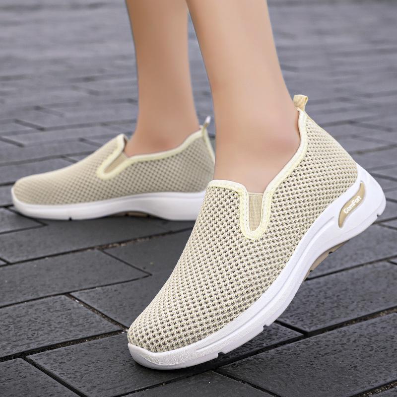 OEM summer women's shoes soft sole not tired feet mother shoes one pedal hollow mesh breathable casual comfortable single shoes women