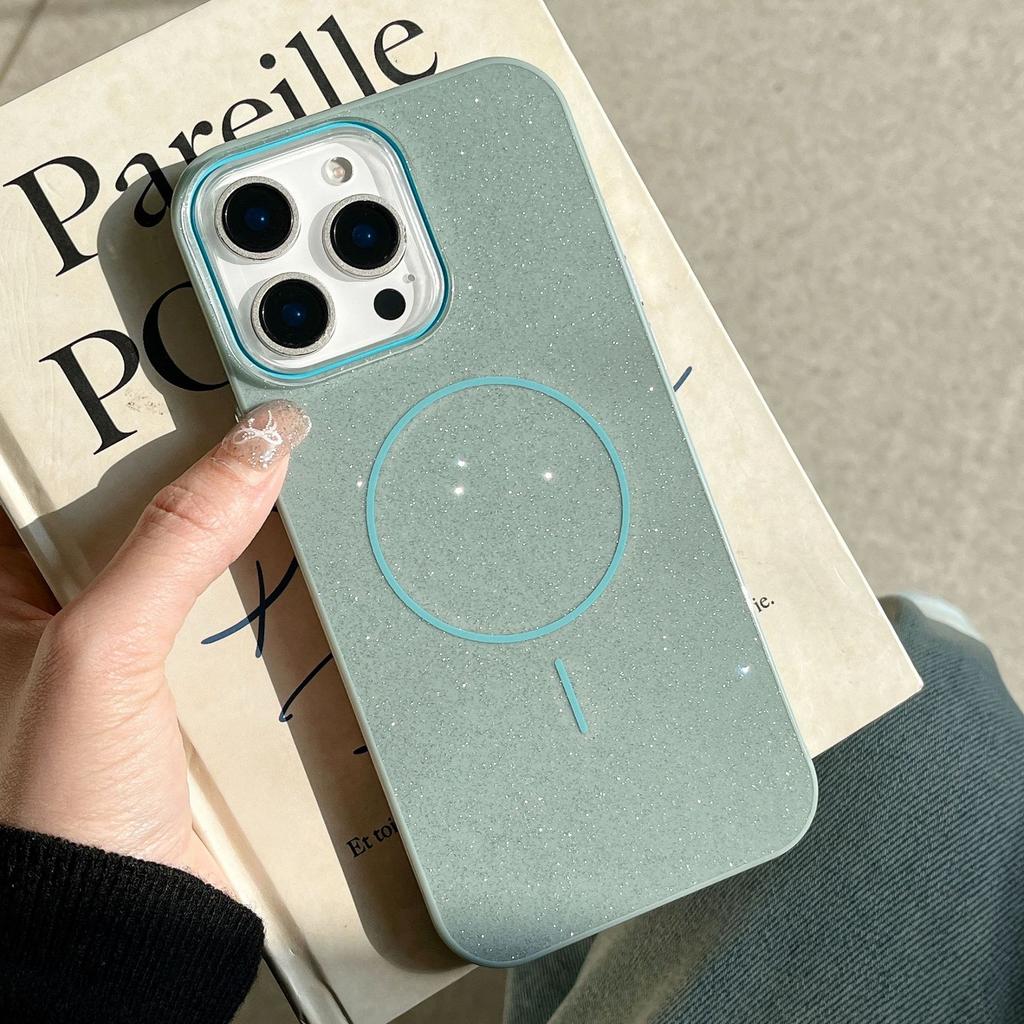 Simple and Practical iPhone 16 Pro Max Apple 17 Phone Case 15/14 Magnetic IMD Glitter Fine Circle Soft Case