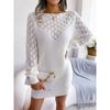 Herbst und Winter Modisches hohles Einhals-Langarm-Pulloverkleid