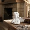 Resin Angel Figurine White Cherub Statue Tabletop Ornament for Home Wedding Decor