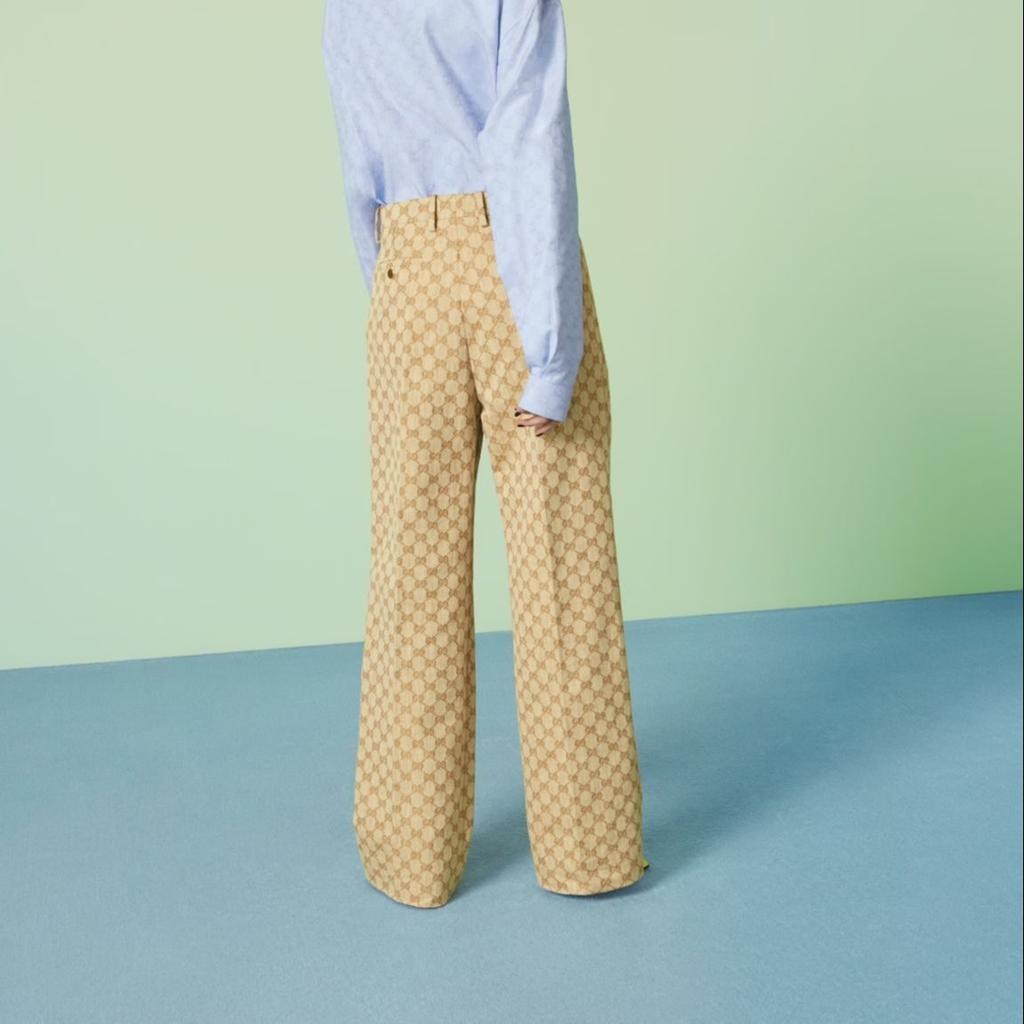 Gucci Gg Linen Cotton Jacquard Trousers Beige 756533-ZAMC5-2014