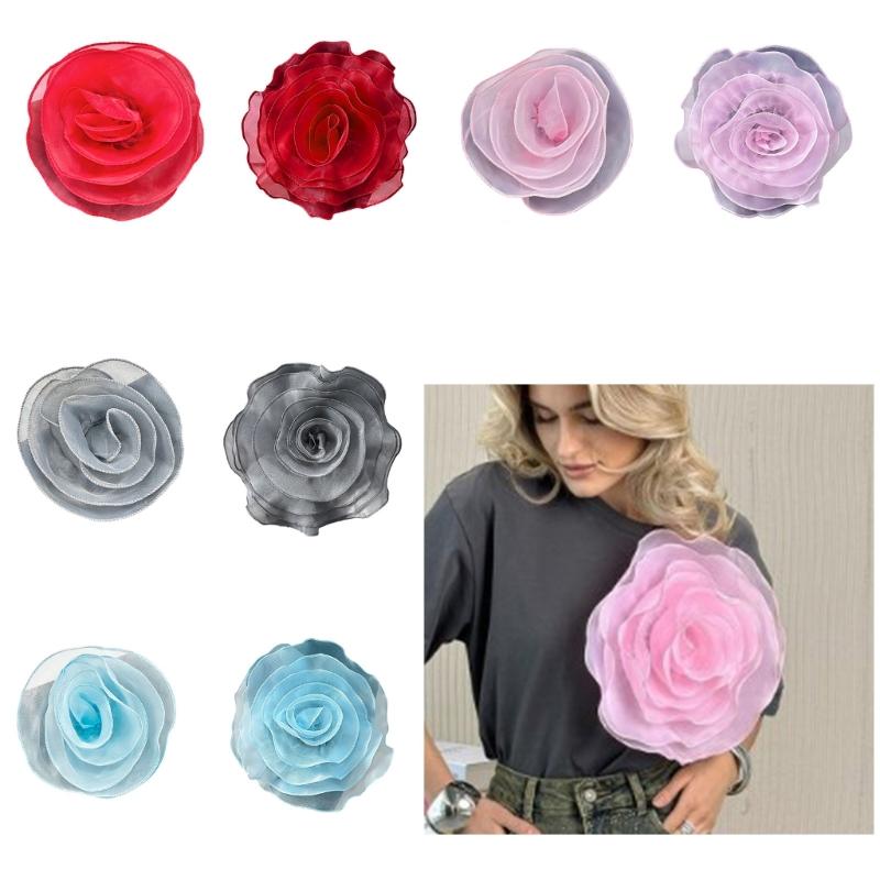 Große Rosenblumenbroschen für Frauen, handgefertigt, Stoffblumen, Anstecknadel, Corsage, Modeschmuck, Abzeichen, Mantel-Accessoires