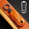 Luxury Crazy Horse Leather Car Key Fob Case Cover Keyring Holder for Porsche Cayenne 718 958 Panamera 911 Macan Shell Protection