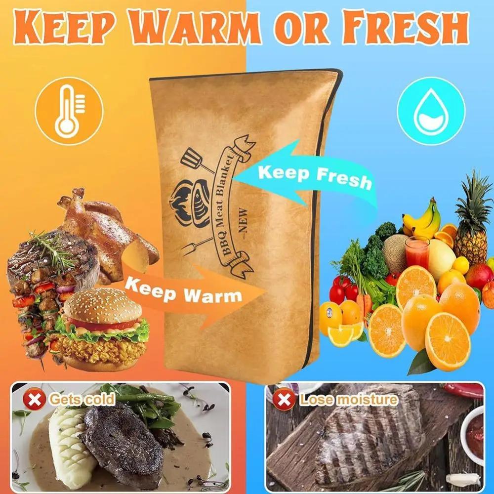 Foldable Barbecue Pouch Aluminum Foil Insulated Cooler Bag BBQ Resting Meat Blanket  Outdoor
