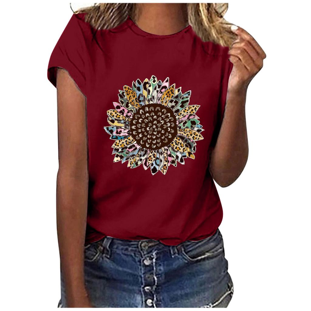 Women Casual Letter Printing Short Sleeves  Loose T-Shirt Blouse Tops