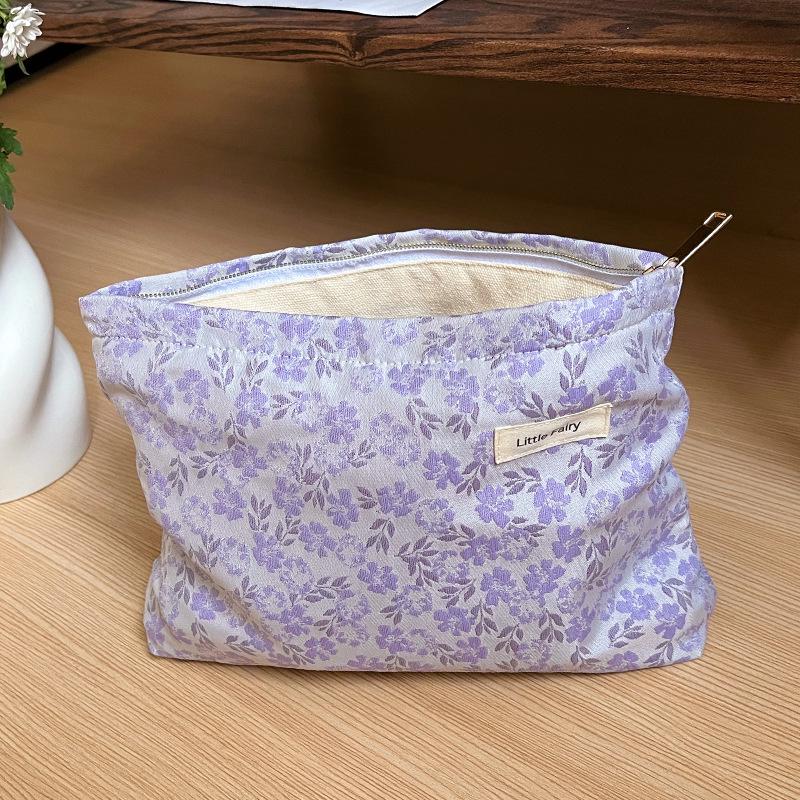 Pink Floral Makeup Bag: Women's Portable, Large Capacity, Small Size Travel Toiletry and Skincare Storage Bag