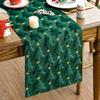 Green Christmas Tree Table Runner 13x72 In Soft Plush Faux Fur Jacquard Table Runner for Holiday Kitchen Dining Table Decor