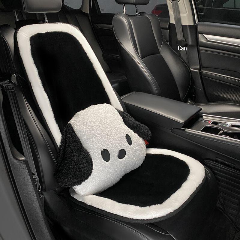 Plush Dog Headrest Pair - Cute Winter Neck Support for Car