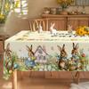 Vintage Easter Bunny Eggs Tablecloths Holiday Party Decor Spring Floral Rectangle/Round Table Cover Easter Decorations for Home